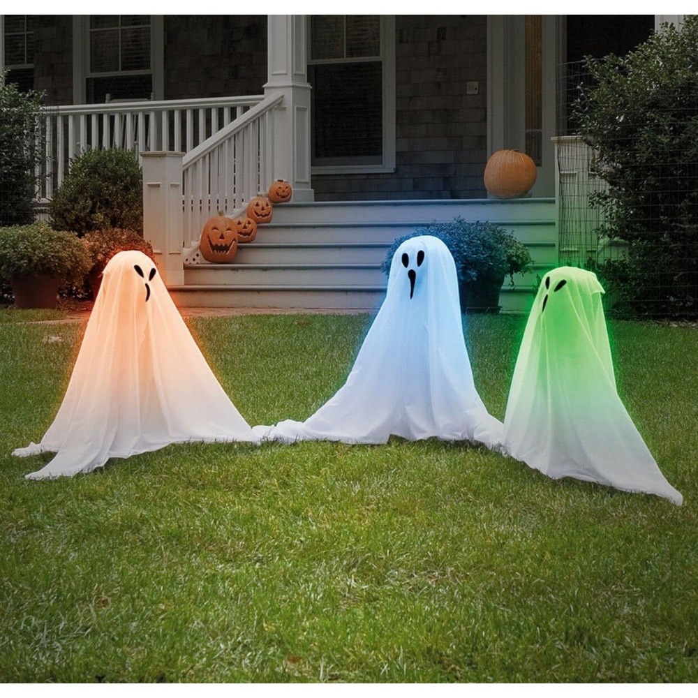 Forum Novelties 3 Small Ghostly Group Decoration 19" Halloween Outdoor Prop New
